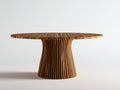 Runder Gartentisch aus Holz ca. 140 x 140 x 75 cm - Naturbraun - Geschwungener Lamellensockel - Modernes Design