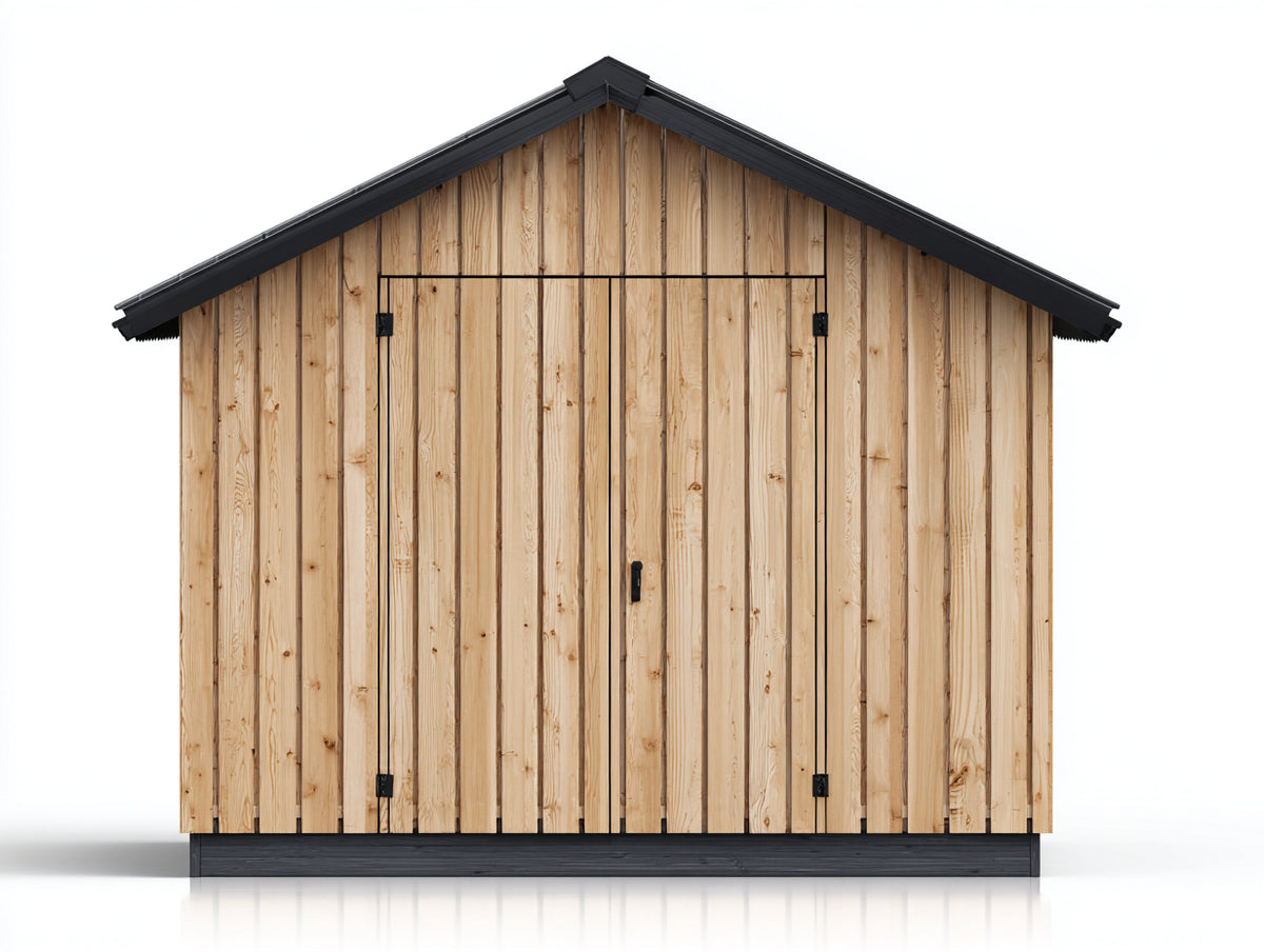 Gartenhäuser aus Holz und Metall 300 x 220 x 245 cm - Naturholz und Anthrazit - Mit Doppeltür und Satteldach im rustikalen Stil
