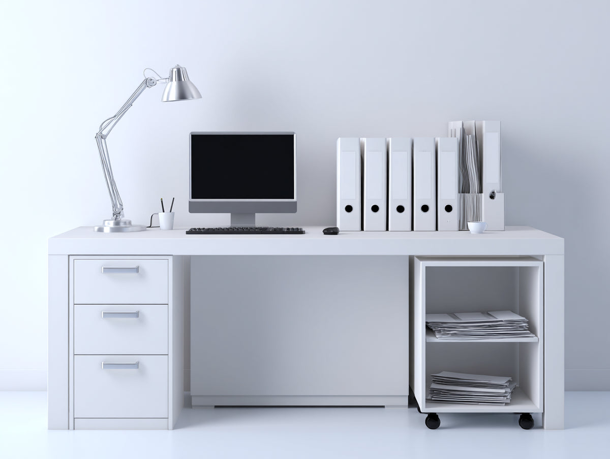 Schreibtisch mit 3 Schubladen und Rollcontainer ca. 160 x 60 x 75 cm - Weiß - Holzwerkstoff - Modernes Bürodesign