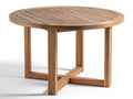 Gartentisch aus Akazienholz 120 x 120 x 75 cm - Naturbraun - Rundes Latten-Design mit Kreuzverstrebung