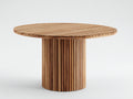 Gartentisch rund - Holz mit geriffeltem Säulenfuß - 135 x 135 x 76 cm - Natur - Stabiler Esstisch für Terrasse und Garten