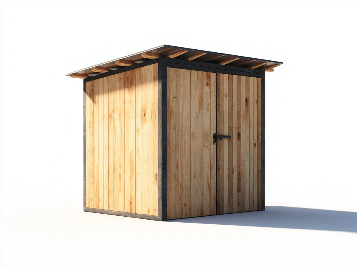 Gartenhäuser aus Massivholz und Metall 180 x 160 x 210 cm Naturbraun Anthrazit für Garten - Kompaktes Gerätehaus mit Pultdach und 2 Türen