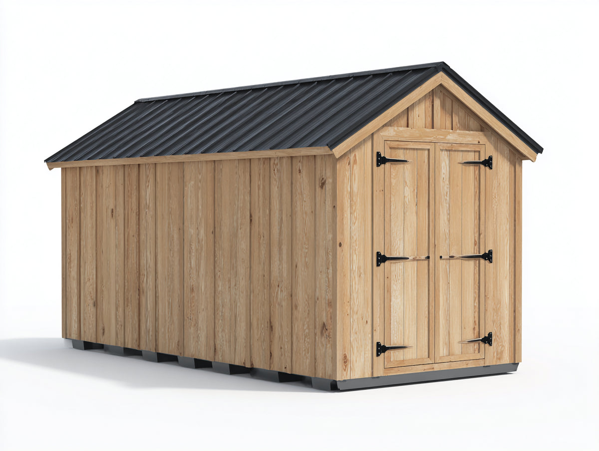 Gartenhäuser mit Doppeltür - Holzkonstruktion und Metalldach - 360 x 240 x 245 cm - Natur und Anthrazit - Gerätehaus mit Satteldach