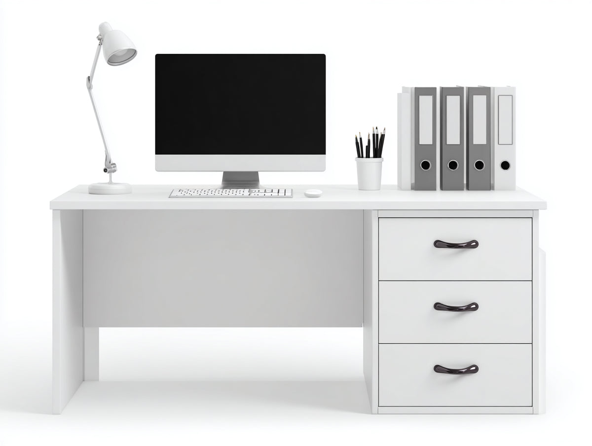 Schreibtisch aus Holzwerkstoff 140 x 60 x 75 cm - Weiß - Bürotisch mit 3 Schubladen