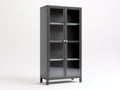 Vitrinen aus Metall und Glas 90 x 40 x 180 cm Anthrazit für Wohnzimmer - Schlankes Industriedesign mit 2 Glastüren