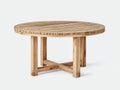 Gartentisch aus Massivholz 130 x 130 x 75 cm Naturbraun für Garten und Terrasse - Runder Latten-Tisch mit Kreuzgestell