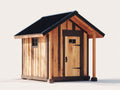 Gartenhäuser aus Holz 210 x 160 x 235 cm - Naturbraun und Schwarz - Gerätehaus mit Einzeltür und Vordach