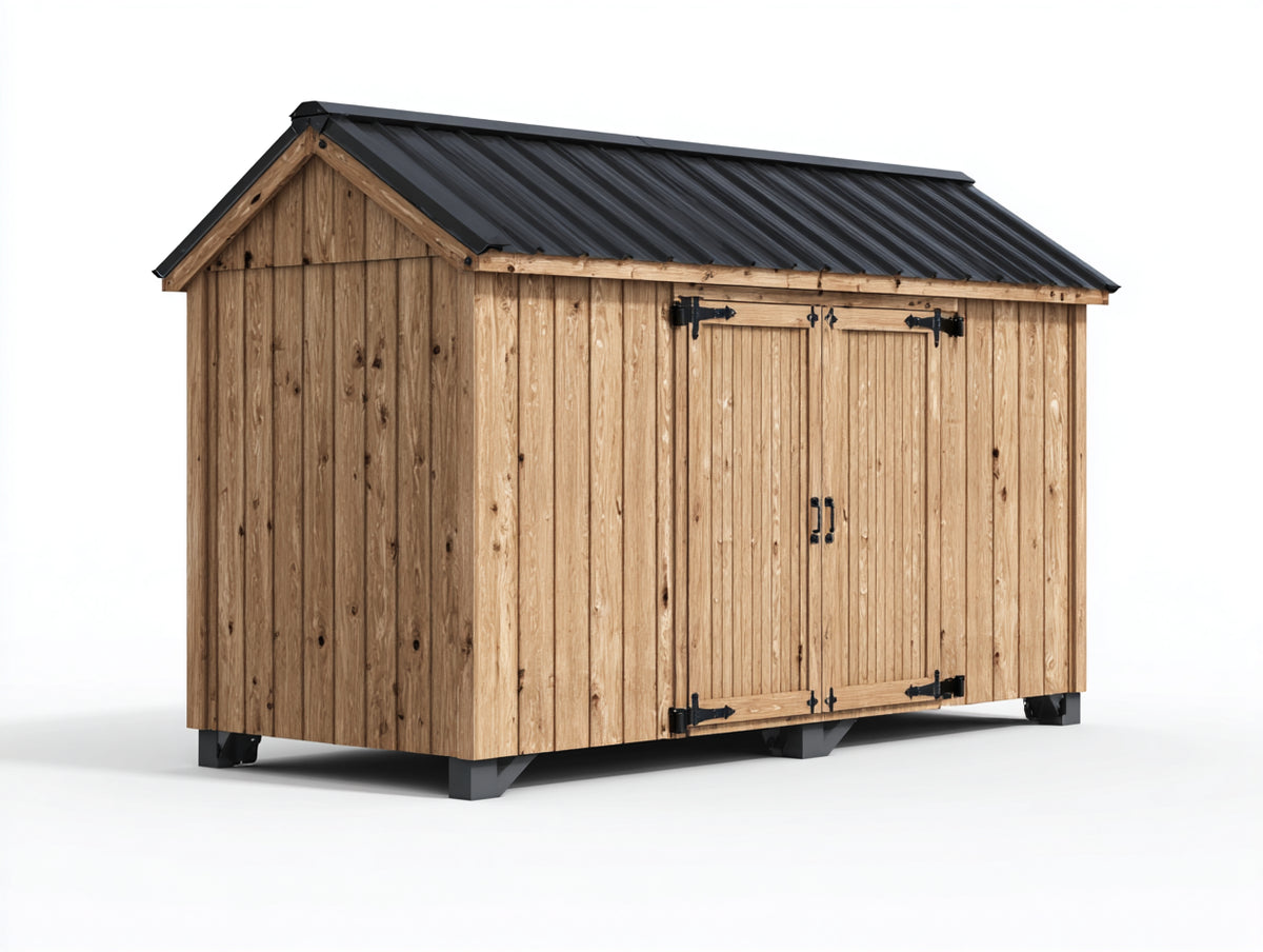 Gartenhäuser aus Holz ca. 280 x 210 x 230 cm - Naturbraun und Anthrazit - Doppelflügeltür - Rustikales Gerätehaus