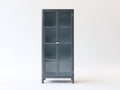 Vitrinen mit 2 Glastüren und 3 Einlegeböden ca. 80 x 40 x 190 cm - Anthrazit - Metall und Glas - Modernes Design