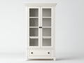 Vitrinen aus Holz und Glas 90 x 42 x 195 cm - Weiß - 2 Türen 1 Schublade im Landhausstil