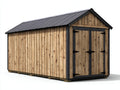 Gartenhäuser aus Holz ca. 320 x 220 x 235 cm - Naturbraun und Anthrazit - Doppelflügeltür - Rustikales Gerätehaus
