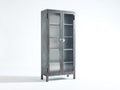 Vitrinen aus Metall und Glas 90 x 40 x 190 cm - Anthrazit und Silberfarben - Industrielles Design mit 2 Glastüren