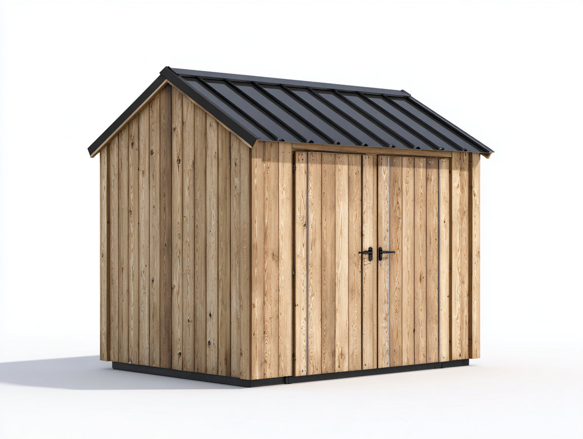 Gartenhäuser mit Doppeltür - Holzkonstruktion und Metalldach - 320 x 250 x 248 cm - Natur und Anthrazit - Gerätehaus mit Satteldach