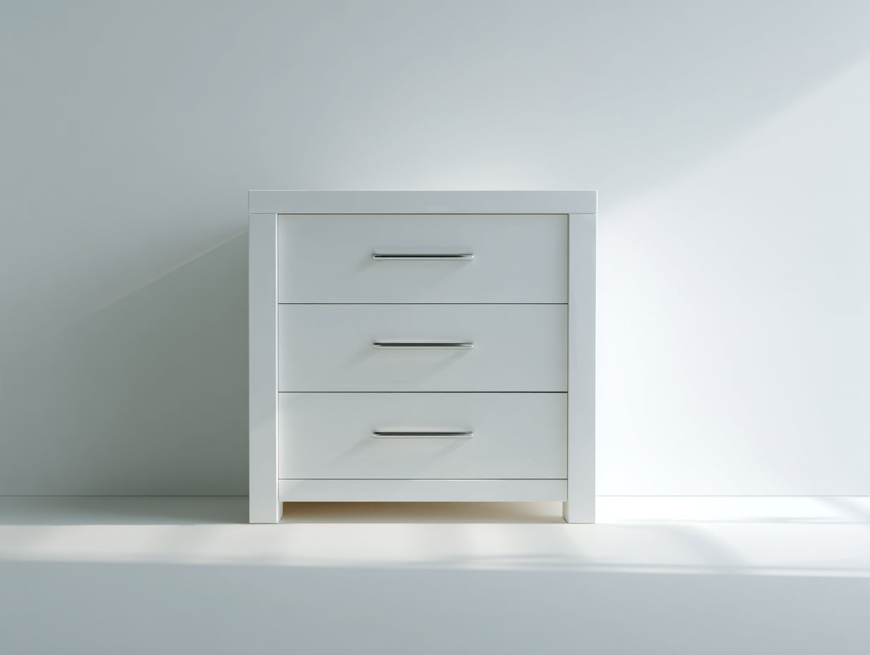 Kommode mit Schubladen aus Holzwerkstoff 80 x 42 x 82 cm Weiß für Schlafzimmer und Flur - Modernes Design mit 3 Schubladen